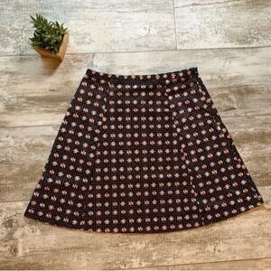Elegant Black and Pink Patterned A-Line Skirt